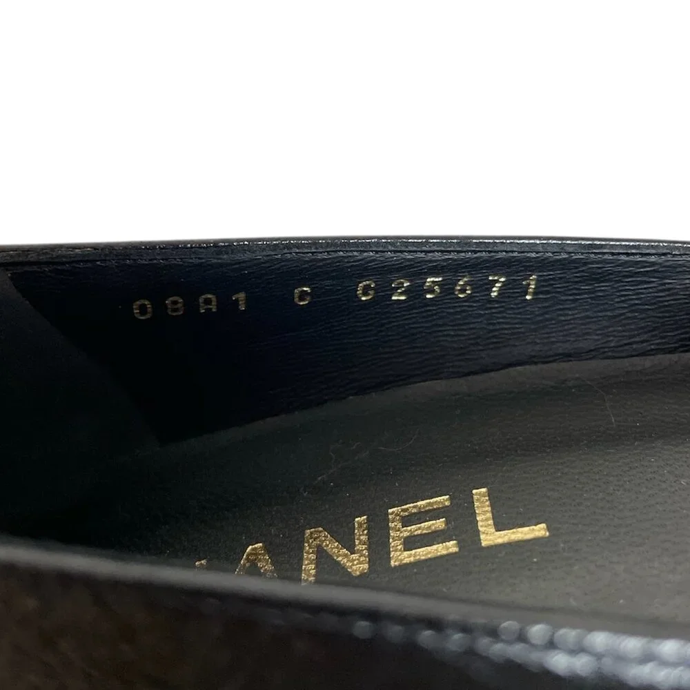 CHANEL Classic CC Logo Cap Toe Bow Elastic Pumps Heels \\ 37.5